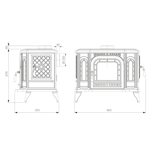 Чавунна піч KAWMET P7 PB (10.5 kW) ECO