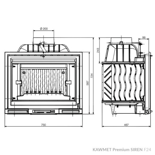 Камінна топка KAWMET Premium SIREN F24 (14,0 kW)