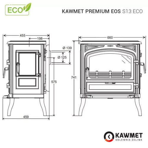 Чавунна піч KAWMET Premium EOS S13 ECO (10 kW)