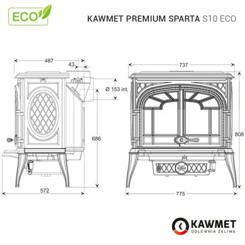 Чавунна піч KAWMET Premium SPARTA S10 ECO (13,9 kW)