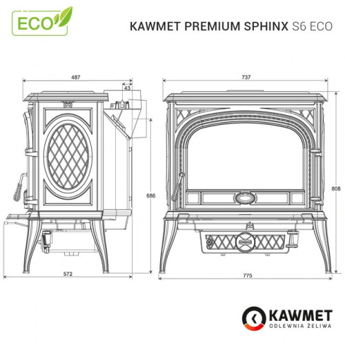 Чавунна піч KAWMET Premium SPHINX S6 ECO (13,9 kW)