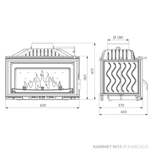 Камінна топка KAWMET W15 (9.4 kW) EСO