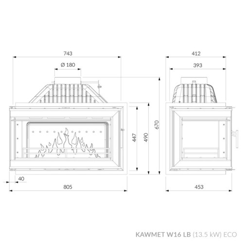 Камінна топка KAWMET W16 LB (13.5 kW) ECO