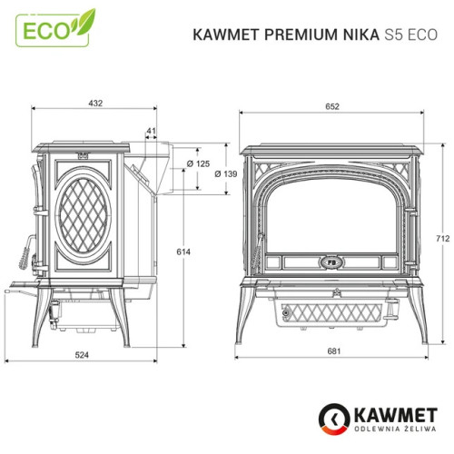 Чавунна піч KAWMET Premium NIKA S5 ECO